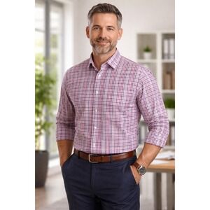 Marcelino Goldline‎ Italy Mens 3XL Plaid Checkered Long Sleeve Button Up Shirt